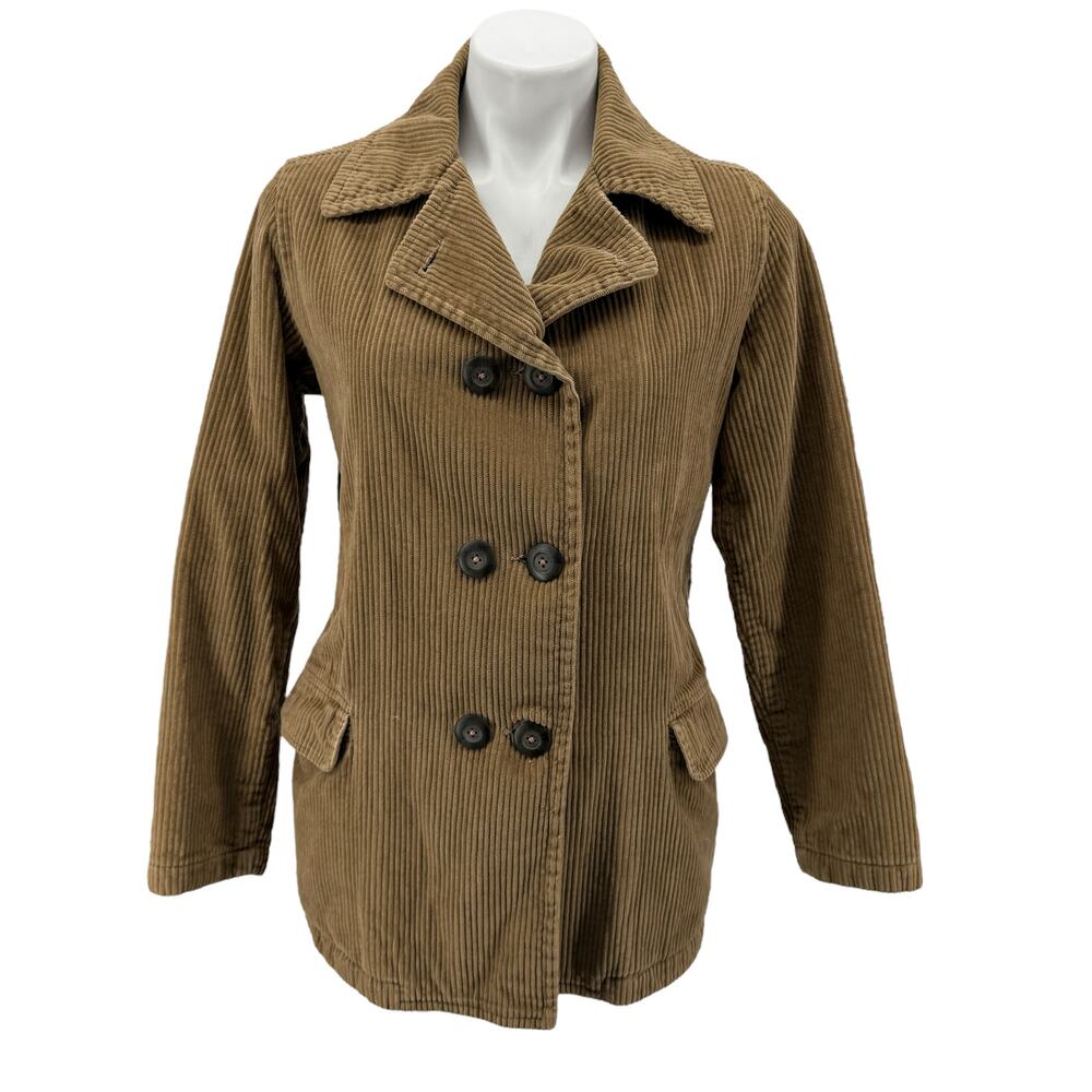 Sybilla Corduroy Pinwhale Jacket Small Women's Brown Classic Double Breasted